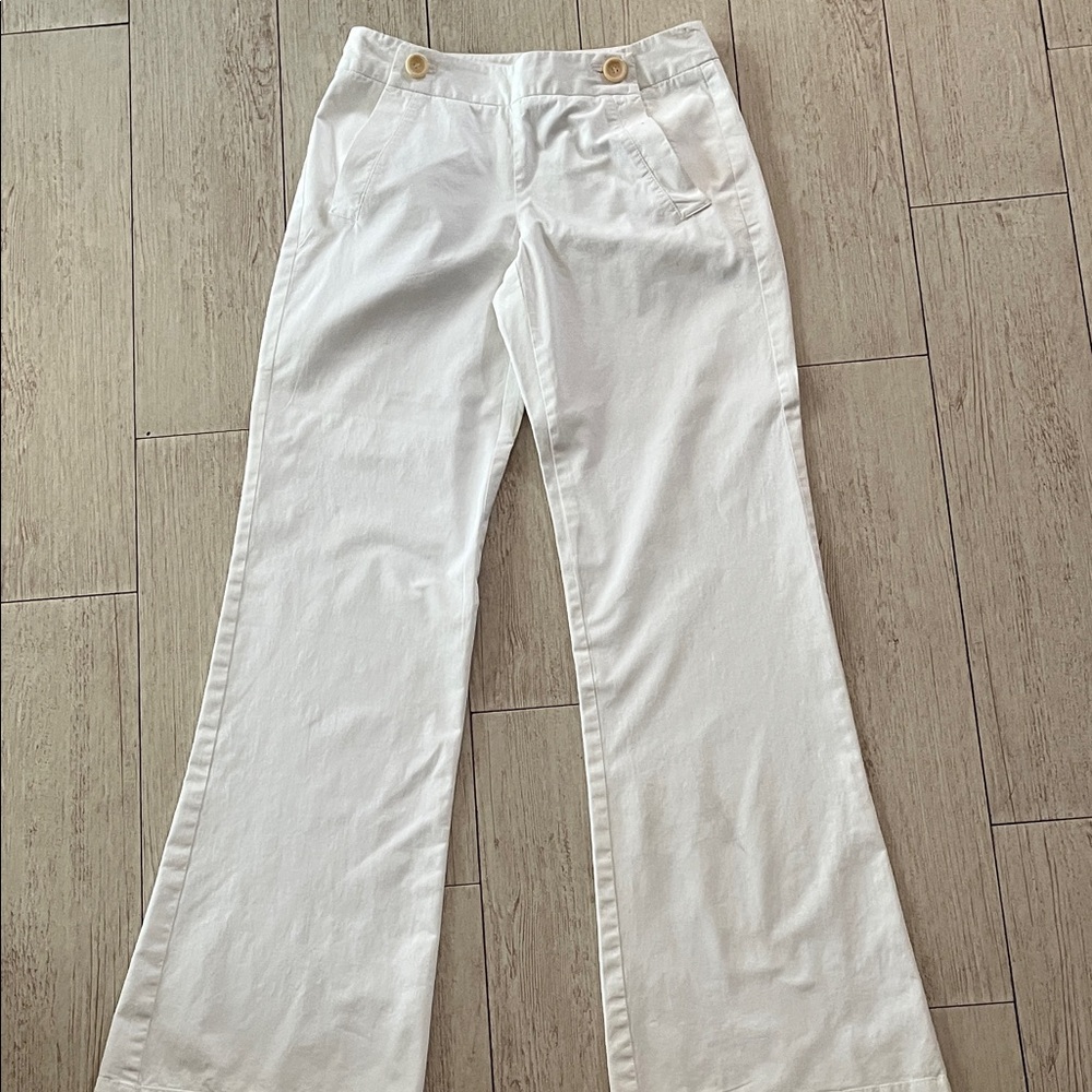 Theory White High-Rise Wide-Leg Trousers